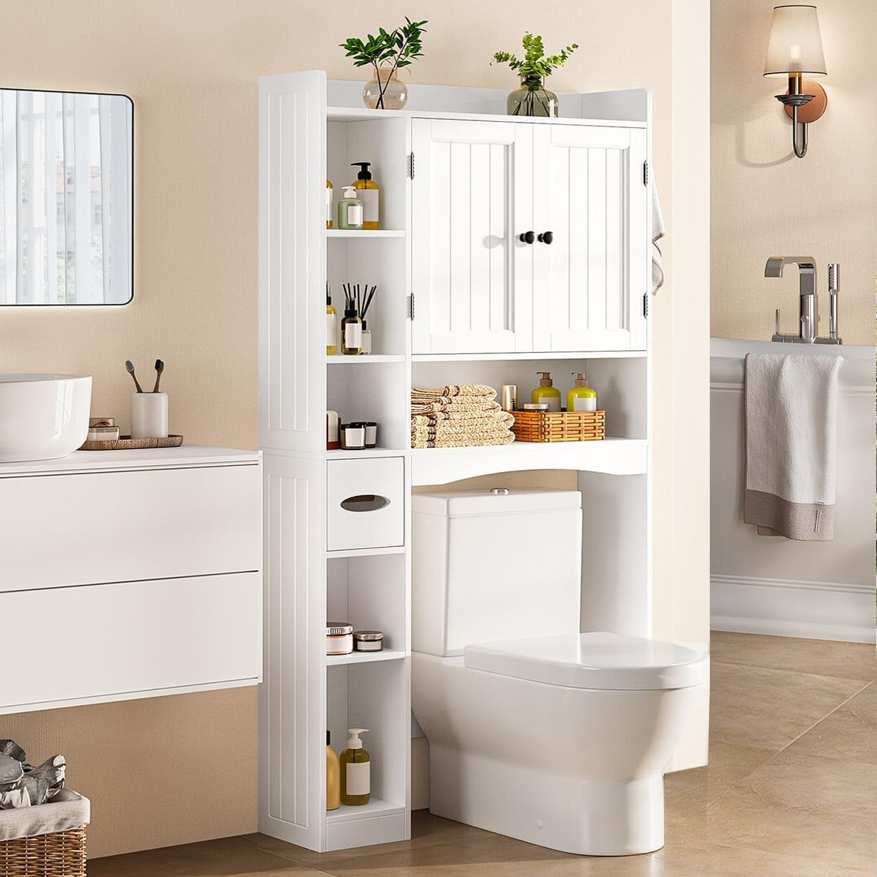 Gizoon Over The Toilet Storage Cabinet, 66''H Over Toilet Bathroom ...