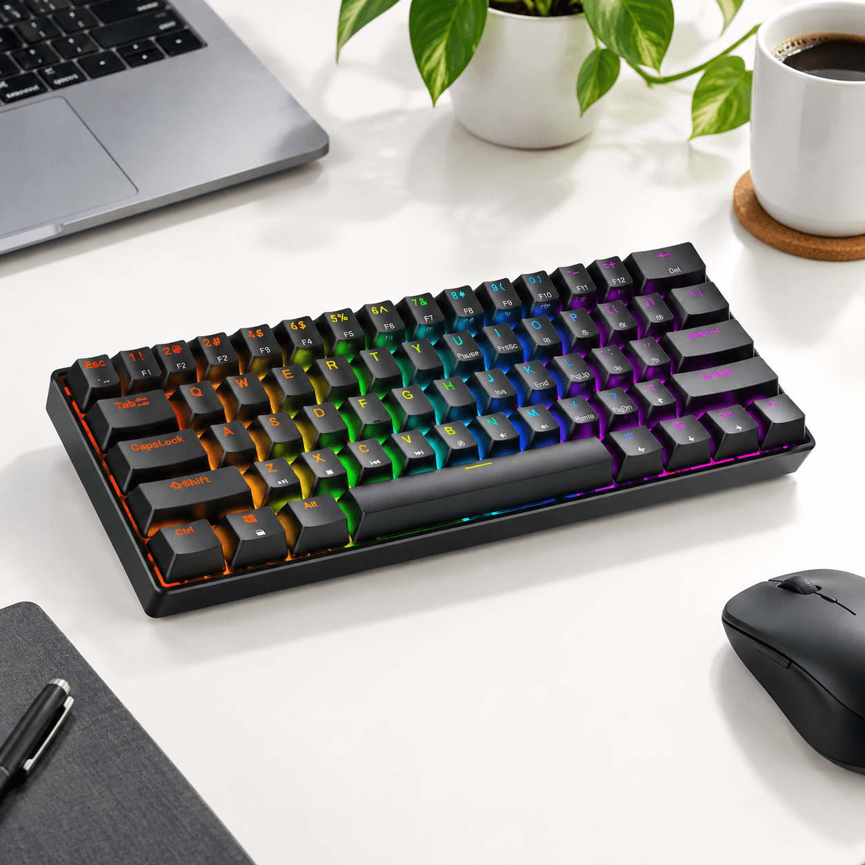 Gk61 60% | Hot Swappable Mechanical Gaming 61 Keys Multi Color Rgb ...