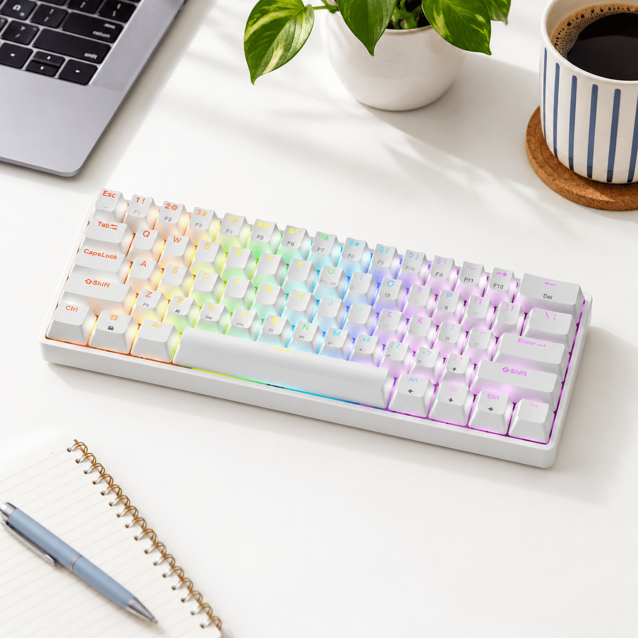 Gk61 60% | Hot Swappable Mechanical Gaming 61 Keys Multi Color Rgb ...