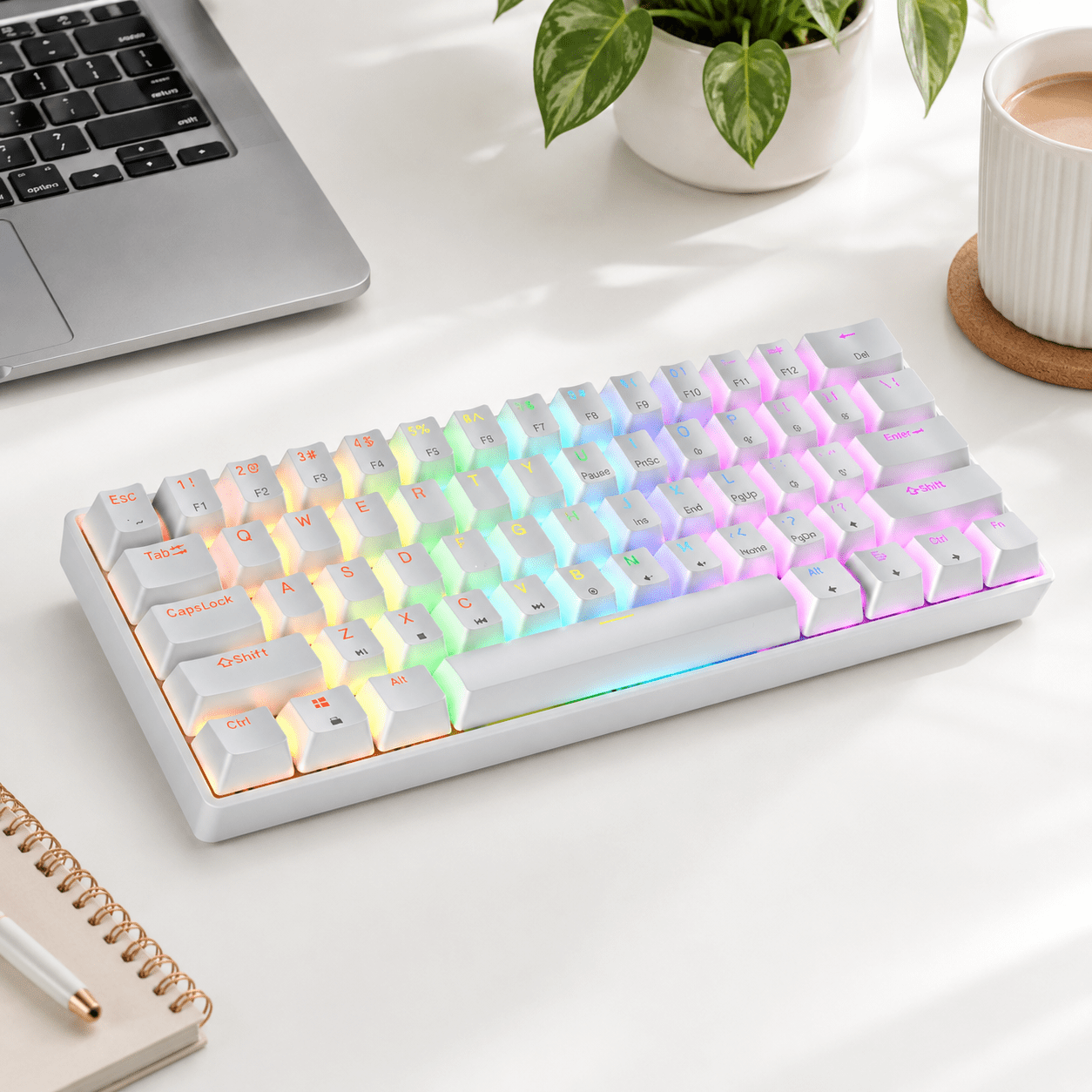 Gk61 60% | Hot Swappable Mechanical Gaming 61 Keys Multi Color Rgb ...