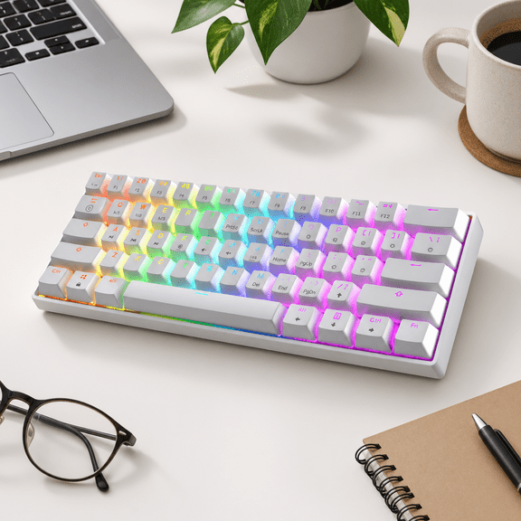 Gk61 60% V3 | Hotswap Mechanical 61 Keys Multi Color Rgb Ledlit For Pc/gamer Layout (white Cherry Mx Red)