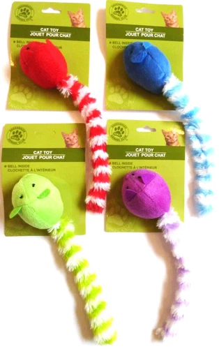 Gkc Plush Furry Mouse Cat Toy W Bell 10" Green Red Blue Purple ~ Choice
