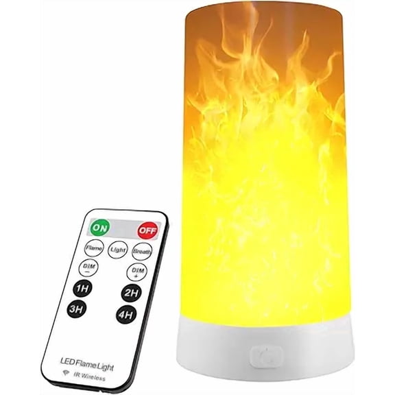 Gkcity LED Flame Light with Remote & Timer, USB Rechargeable Outdoor Flame Lamp, 4 Modes Waterproof Dimmable Flameless Candles for Home Party Garden Camping Halloween Christmas Decoration