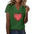 thumbnail image 1 of Gkeoshab Summer Tops for Women 2026 Valentine's Gift Women's Heart Print Short Sleeve Comfort Blouse or Couple Trips Blackish Green 3XL Tops for Women Trendy, 1 of 8