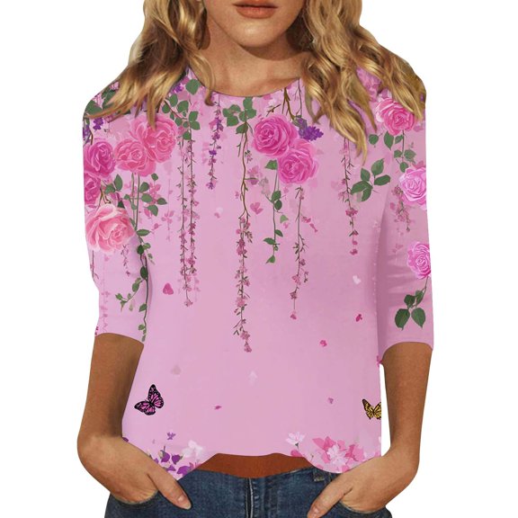 Gkeoshab 2026 Women's Valentine's Day Casual Blouse Loose Fit Polyester Spandex Top Relaxed Shirt Light Pink XL