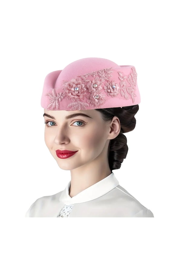 Baseball Cap Women's Elegant Church Pillbox Hat with Flower Applique Vintage Fascinator Style Headwear Ideal for Tea Parties Weddings & Formal Events Baseball Cap Cowboy Hats for Women