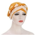 thumbnail image 1 of Gkeoshab Beanie Women's Muslim Headscarf Turban Milk Silk Two-Tone with Pearl Decor Stylish Braided Cap​ Daily Wear​ Sun Hat, 1 of 5