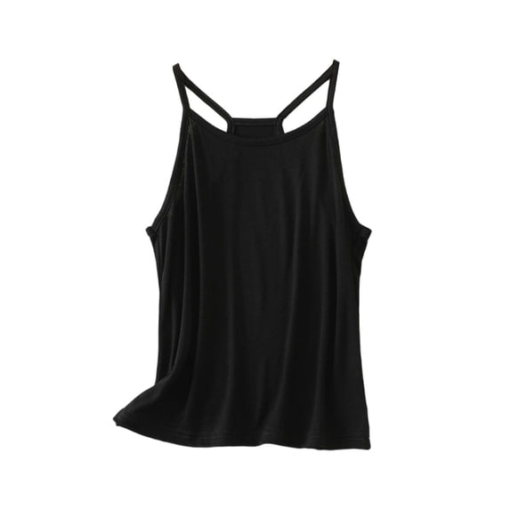 Gkeoshab Blouses for Women Cotton Modal Sleeveless Cami Soft Solid Color Loose Fit Tank Top for Home Wear Black XL