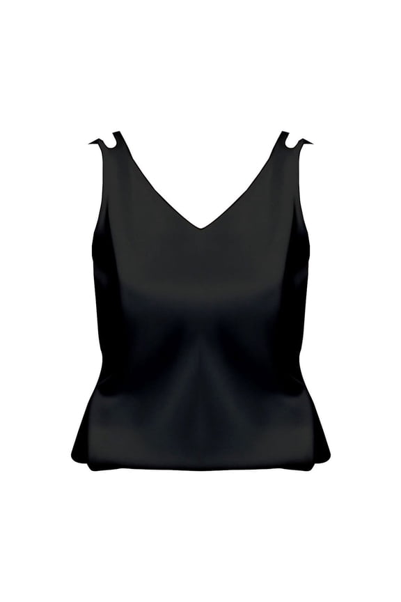 Blouses for Women Dressy Casual Plus Size V-Neck Matte Satin Tank Top Elegant Sleeveless Blouse for Summer Layering & Everyday Style Black L