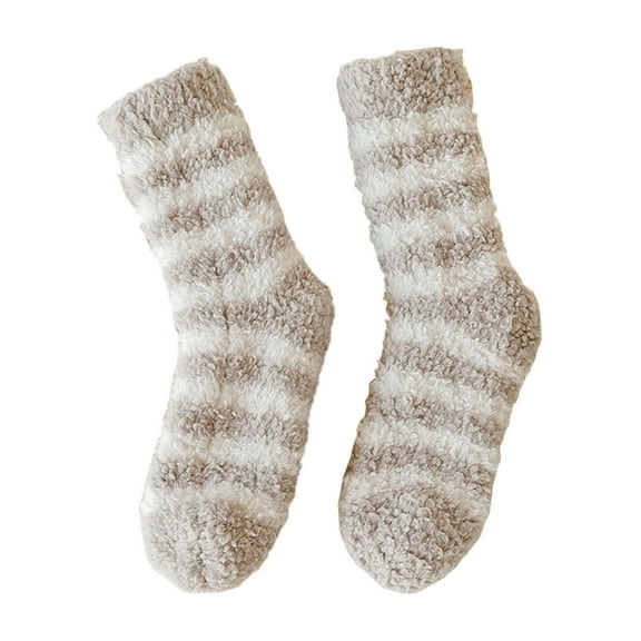 Gkeoshab Christmas Socks 3-Pair Fuzzy Crew Socks, Solid Coral Fleece Socks for Winter, Thickened Plush Warm Socks