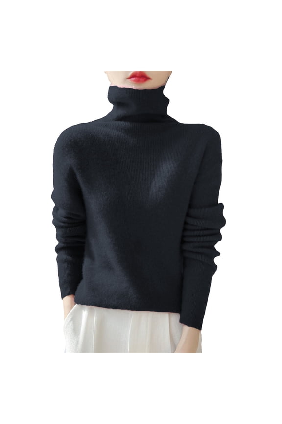 Christmas Sweaters For Women Women's Slim Fit Turtle Neck Knit Sweater, Stacked High Collar Long Sleeve Pullover Perfect for Layering Under Coats and Jackets During Fall and Winter Seasons