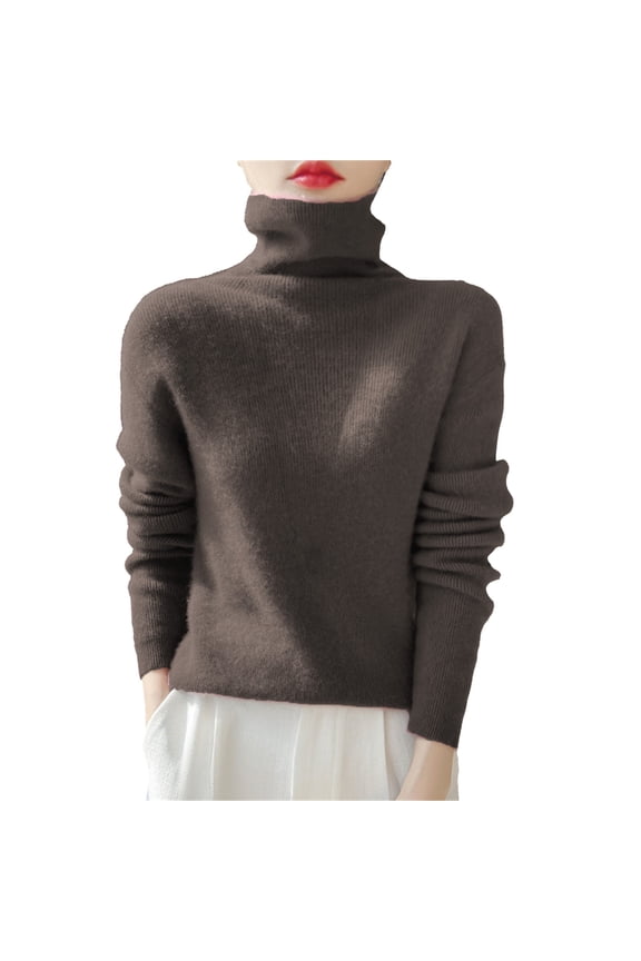 Christmas Sweatshirts For Women Slim Fit Turtle Neck Knit Sweater, Stacked High Collar Long Sleeve Pullover Perfect for Layering Under Coats and Jackets During Fall and Winter Seasons