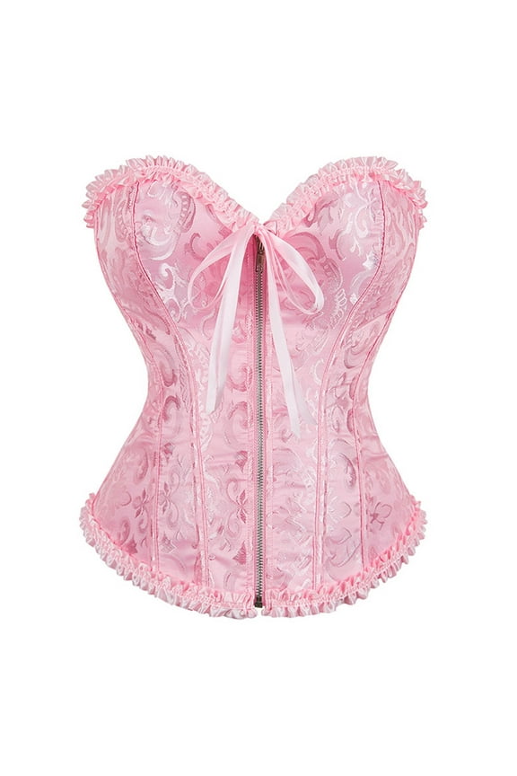 Corset Tops for Women Corsets for Women Renaissance Floral Lace up Boned Overbust Corset Bustier Shapewear Shapewear Pink XXXXXXL