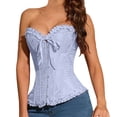 thumbnail image 1 of Gkeoshab Corsets for Women Lace Bustier Corset Crop Tops for Women - Spaghetti Strap Corset Bustier Fashion Going Out Top Shapewear Sky Blue XS, 1 of 6