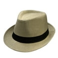 thumbnail image 1 of Gkeoshab Cowboy Hat Men & Women Solid Color Retro Fedora British Fashion Gentleman Linen Cotton Hat with Black Belt, 1 of 3