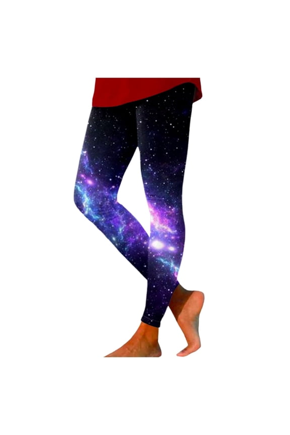 Crz Yoga Leggings Women's Colorful 3D Space Print Yoga Pants Stretchy Polyester Spandex Printed Leggings Black XXL