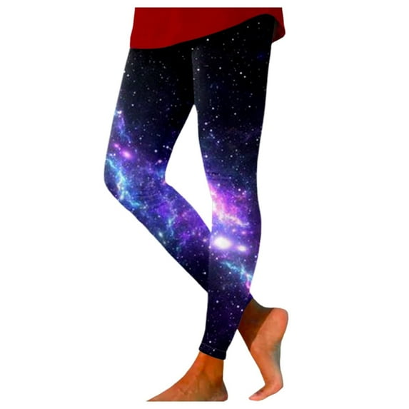 Gkeoshab Crz Yoga Women's Colorful 3D Space Print Yoga Pants Stretchy Polyester Spandex Printed Leggings Black L