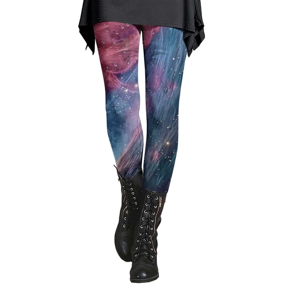 Gkeoshab Crz Yoga Women's Cosmic Print Yoga Leggings Universe Themed Base Layer Pants Milk Silk Grinding for Spring Summer Hot Pink XXL