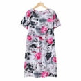 thumbnail image 1 of Gkeoshab Dresses for Women Summer Cotton Silk Short Sleeve Sleep Dress for Middle Aged Elderly Loose Fit Plus Size Design Lightweight Breathable Comfortable Nightgown Loungewear, 1 of 4