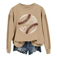 thumbnail image 1 of Gkeoshab Fall Sweaters for Women Baseball Print Long Sleeve Shirts for Women 2026 Fall Clothes Tunic Tops Loose Fit Dressy Crewneck Pullover Sweaters Khaki L, 1 of 4