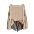 thumbnail image 1 of Gkeoshab Fall Sweaters for Women Round Neck Long Sleeve Shirts for Women Casual Fall Tops Lightweight Tunic Sweaters Fashion Clothes Loose Fit 2025 Khaki XXL, 1 of 3
