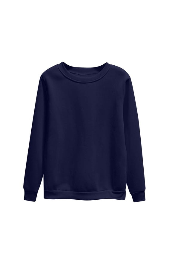 Fall Sweaters for Women Round Neck Long Sleeve Shirts for Women Casual Fall Tops Lightweight Tunic Sweaters Fashion Clothes Loose Fit 2026 Navy M