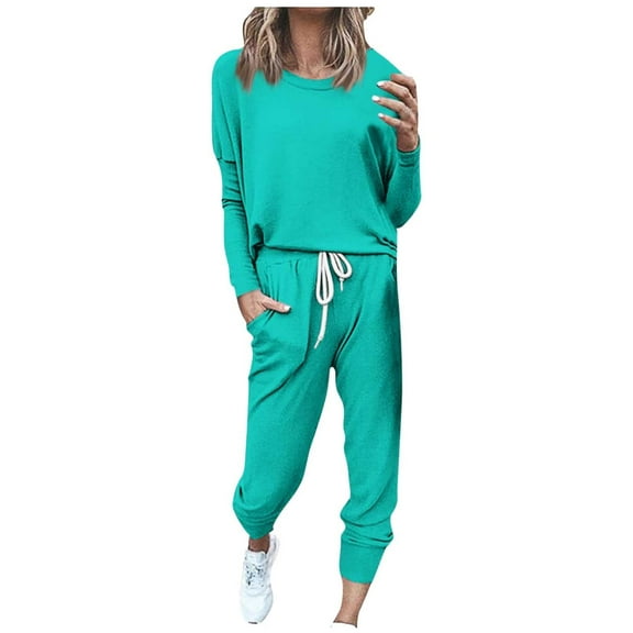 Gkeoshab Fall Sweaters for Women Tracksuit Sweatsuit Sweatshirt and Sweatpant for Women Men 2 Piece Sets Pullover Sweater Mint Green L