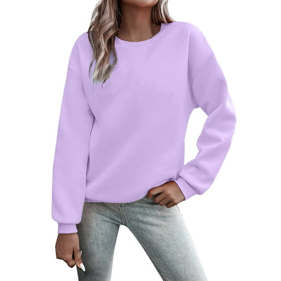 Gkeoshab Fall Sweaters for Women Women's Long-Sleeve Loose-Fit Round-Neck Sweater for Fall and Winter PP2 L