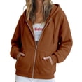 thumbnail image 1 of Gkeoshab Hoodie Women Solid Cotton Full Zip Up Oversized Hooded Sweatshirt Jacket Adjustable Drawstring Loose Long Sleeve Casual Outerwear With Convenient Side Pockets, 1 of 5