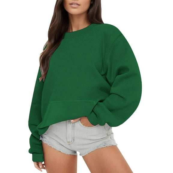 Gkeoshab Hoodies Hoodies for Women Oversized Sweatshirts Fall Fashion Outfits 2025 Casual Sweaters Tops Fleece Workout Winter Clothes Green XL