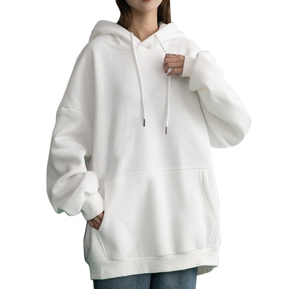 Gkeoshab Hoodies Womens Oversized Hoodies Fleece Sweatshirts Fall Fashion 2026 Pullover Sweaters Winter Clothes White L