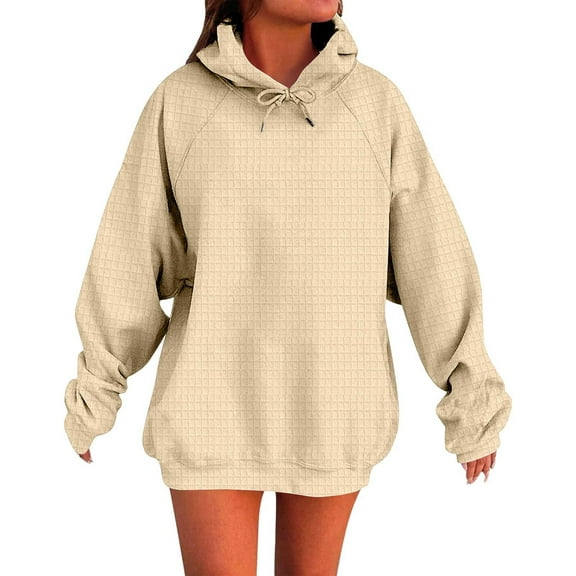 Gkeoshab Hoodies for Women Womens Hoodies Oversized Sweatshirts Pullover Fleece Sweaters Long Sleeve Winter Fall Outfits Fashion Y2k Clothes Beige L