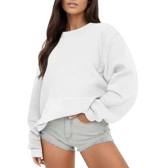 Gkeoshab Hoodies for Women Womens Hoodies Oversized Sweatshirts Pullover Fleece Sweaters Long Sleeve Winter Fall Outfits Fashion Y2k Clothes White L