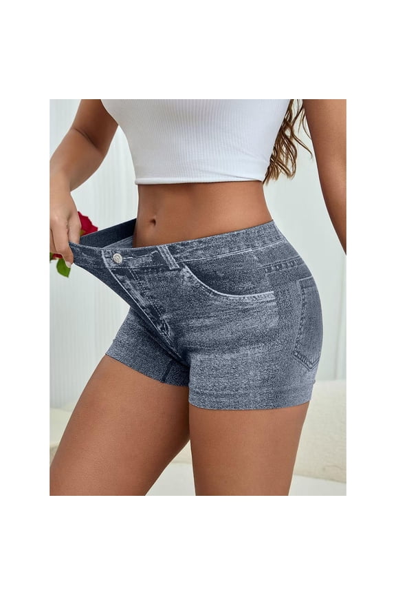 Jean Shorts Women's Stretchy Denim Shorts Butt Lifting Slim Fit Ripped Detail Fashion Active Booty Shorts Comfortable for Workout Fitness and Daily Going Out