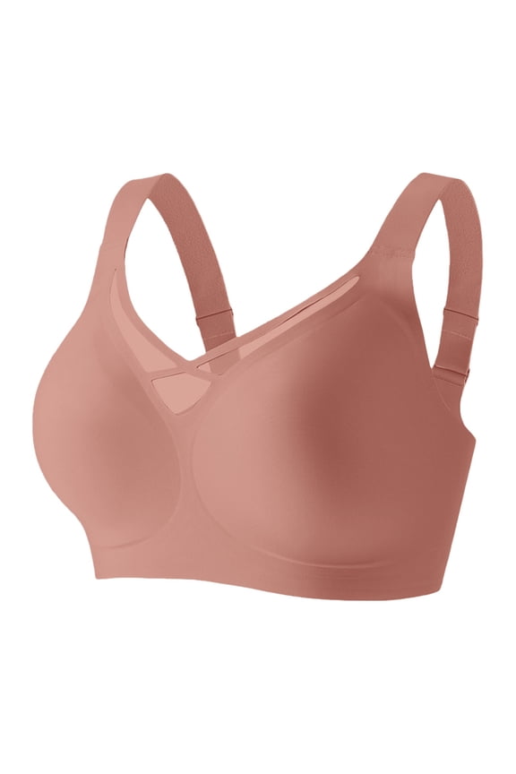 Nursing Bras Women Plus Size Seamless Bra Thin Minimizer Bra with Side Control & Anti-Sag Pink M