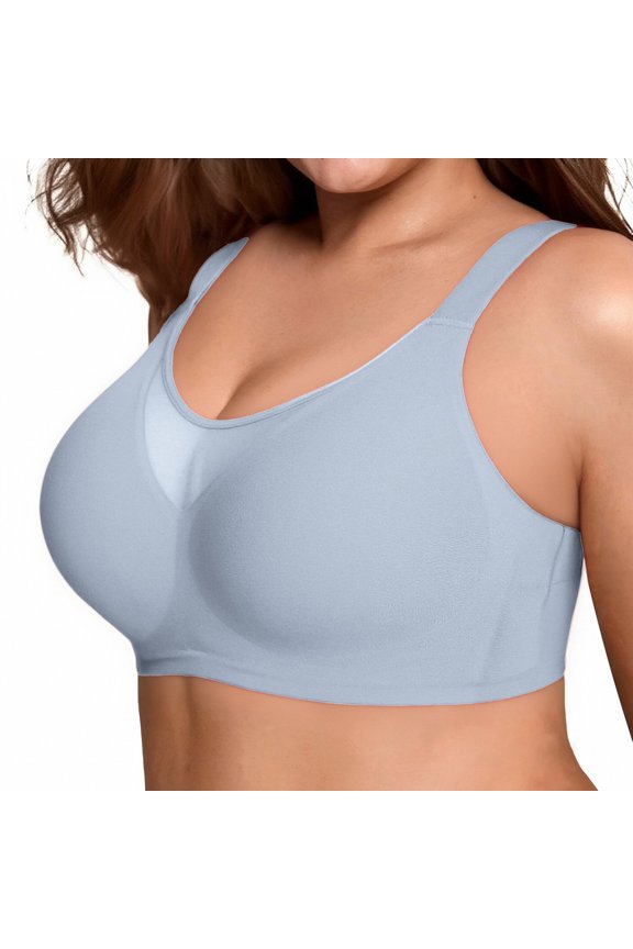 Nursing Bras Women Plus Size Seamless Mesh Bandeau Bra Full Cup Anti-Sag Push-Up Bralette Blue M