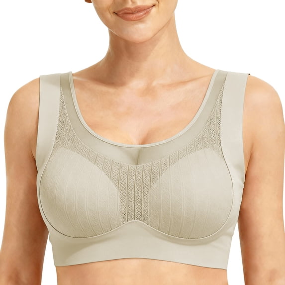 Gkeoshab Nursing Bras Women's Full Coverage Sports Bra, High Support Yoga & Workout Bra for Daily Wear Light green L