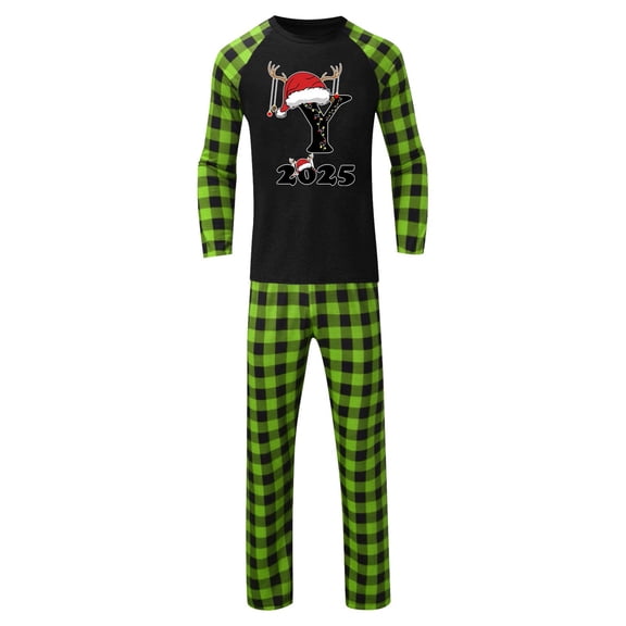 Gkeoshab Pajamas for Women Set Matching Family Pajamas Sets Christmas PJ's 26 Letter Print Top and Plaid Bottom Sleepwear Jammies with Pockets