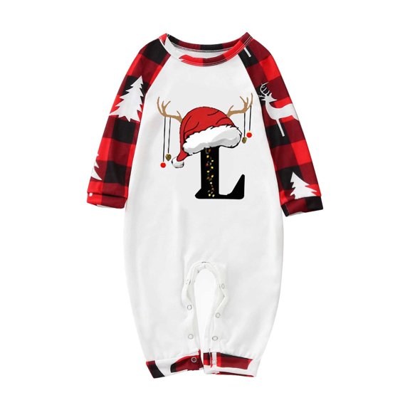 Gkeoshab Pajamas for Women Set Matching Family Pajamas Sets Christmas PJ's with 203 Letter and Plaid Printed Long Sleeve Tee and Bottom Loungewear L