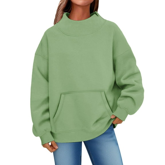 Gkeoshab Pullover Sweaters for Women Long Sleeve Shirts for Women 2025 Fall Clothes Tunic Tops Loose Fit Dressy Crewneck Pullover Sweaters Green L