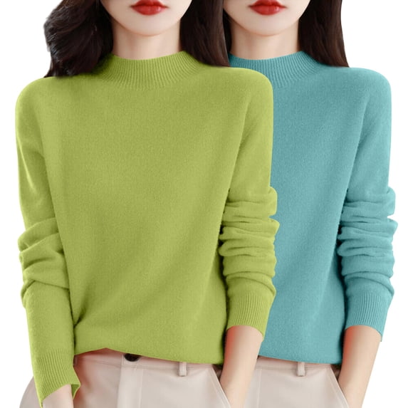 Gkeoshab Pullover Sweaters for Women Women's Long-Sleeve Loose-Fit Round-Neck Sweater for Fall and Winter Green XXL