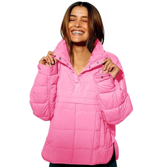 Gkeoshab Pullover Sweaters for Women Women's Long-Sleeve Loose-Fit Round-Neck Sweater for Fall and Winter Hot Pink M