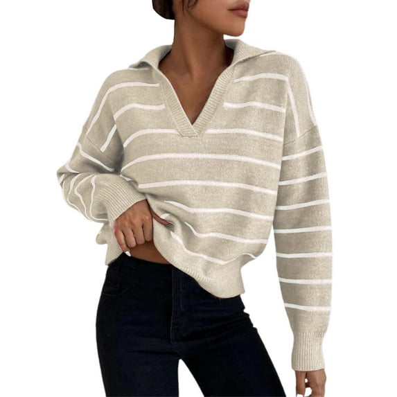 Gkeoshab Pullover Sweaters for Women Women's Oversized Sweaters 2026 Fall Outfits Trendy Crewneck Knit Fashion Pullover Tops Beige S
