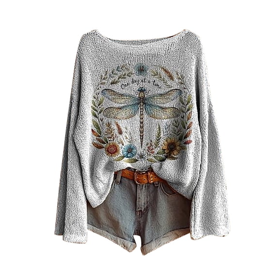 Gkeoshab Pullover Sweaters for Women Women's Oversized Sweaters 2026 Fall Outfits Trendy Crewneck Knit Fashion Pullover Tops White XXXL