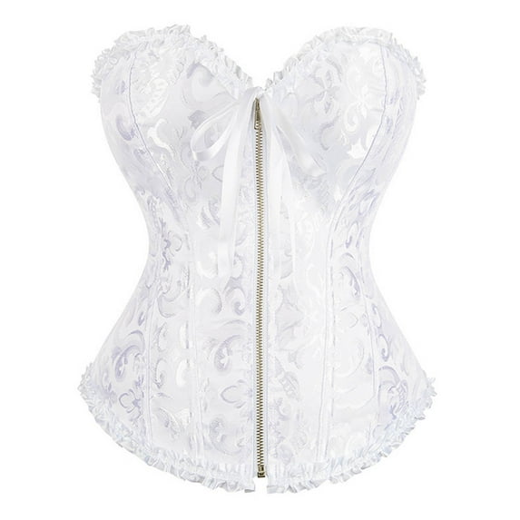 Gkeoshab Shapewear Corsets for Women Renaissance Floral Lace up Boned Overbust Corset Bustier Shapewear Shapewear White XXXXL