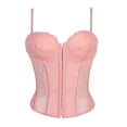 thumbnail image 1 of Gkeoshab Shapewear Lace Bustier Corset Crop Tops for Women - Spaghetti Strap Corset Bustier Fashion Going Out Top Shapewear Pink L, 1 of 7
