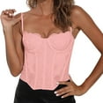 thumbnail image 1 of Gkeoshab Shapewear Lace Bustier Corset Crop Tops for Women - Spaghetti Strap Corset Bustier Fashion Going Out Top Shapewear Pink XS, 1 of 4