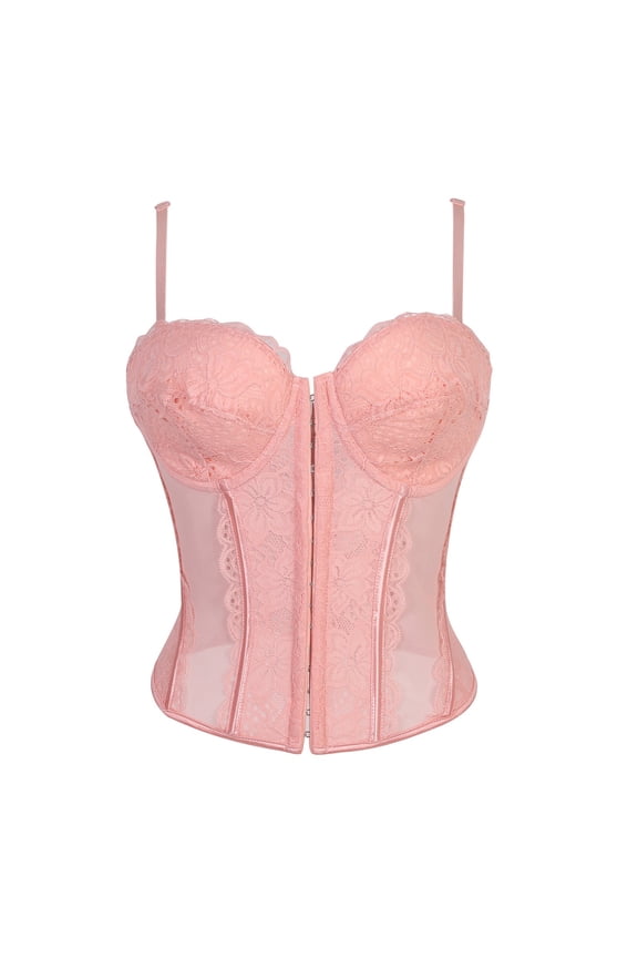 Shapewear for Women Lace Bustier Corset Crop Tops for Women - Spaghetti Strap Corset Bustier Fashion Going Out Top Shapewear Pink M
