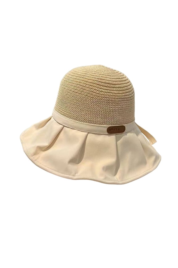 Skull Cap Women's Deep Crown Letter Embroidered Baseball Sun Hat Large Head Circumference Big Brim Face Foldable UV Protection Casual Fishmen Hat