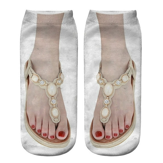 Gkeoshab Socks Women's Personalized Fun Prank Ankle Socks 3D Nail Art Printed Cotton Short Socks, Trendy Daily Socks